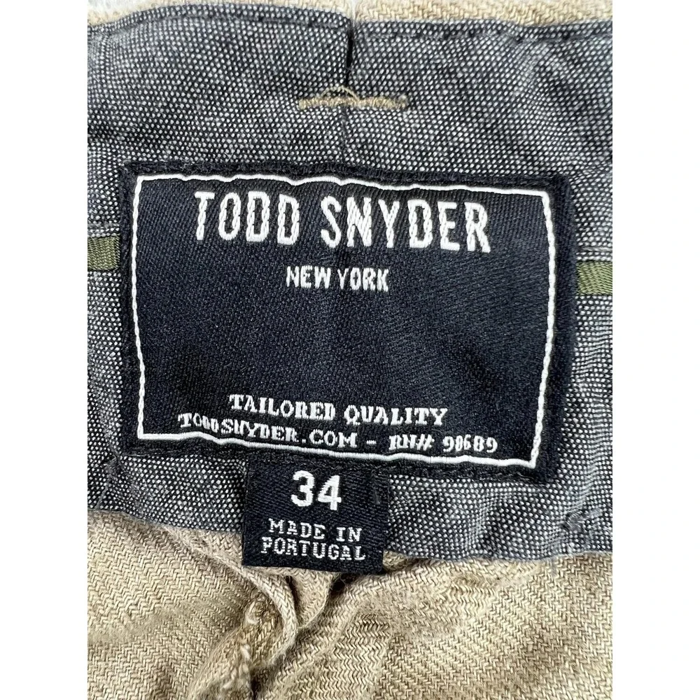 Todd Snyder Pants Mens 34x30 Beige Classic Fit 100% Linen Dress Pleated Portugal